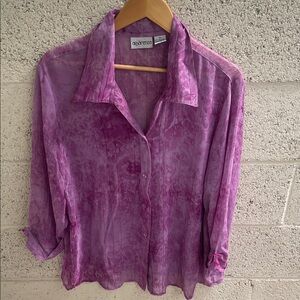 Apparenza Lilac Button-Front Sheer Blouse